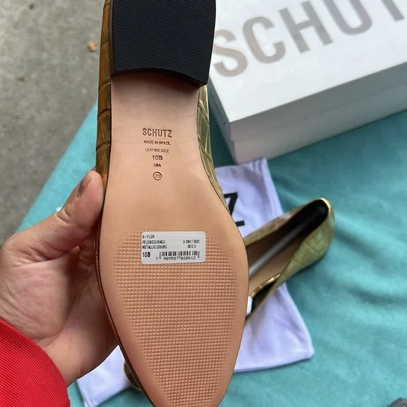 Schutz Gold Loafers for Women - Picture 2 of 5